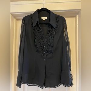 Black XL Tuxedo Blouse